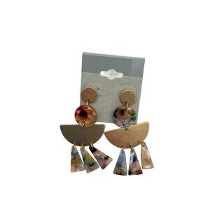 Eye Candy L.A. Isabella Gold Tone Acrylic Fringe Drop Multicolored Post Earrings